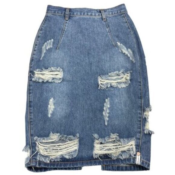 One Teaspoon Freelove Distressed Denim Skirt Womens Size 25 Blue - Picture 4 of 8
